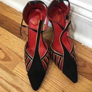 Velvet Cut-out strappy heels.